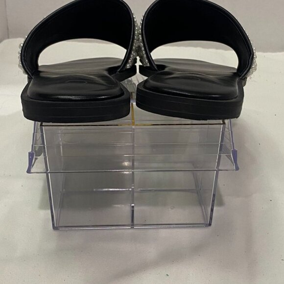 Journee Collection Pearl Embellished Slide Sandals Black Size 12 - Picture 12 of 16